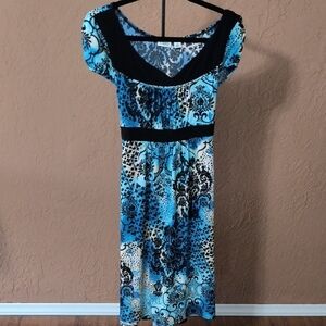 Cato Blue and Black Belted Dress Midi Size XL